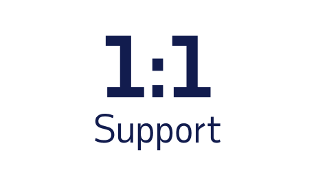 Text reads 1:1 support
