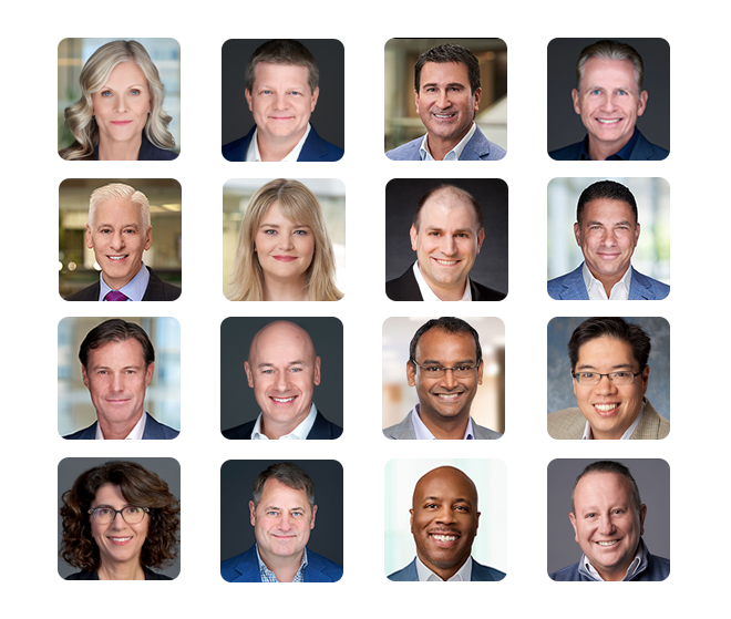 12 thumbnail headshots of ADP's global leadership team