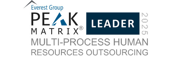 Award badge: Everest Group Peak Matrix Leader Award for 2025: Multi-process human resources outsourcing
