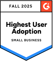 Award Badge from G2, ADP Totalsource wins Highest User Adoption, Small Business Category for Fall 2025