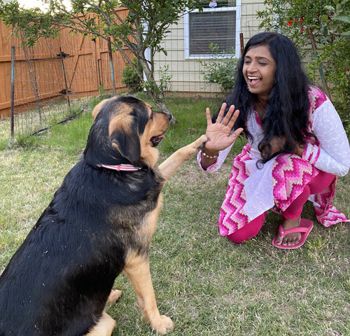 Manjula and dog