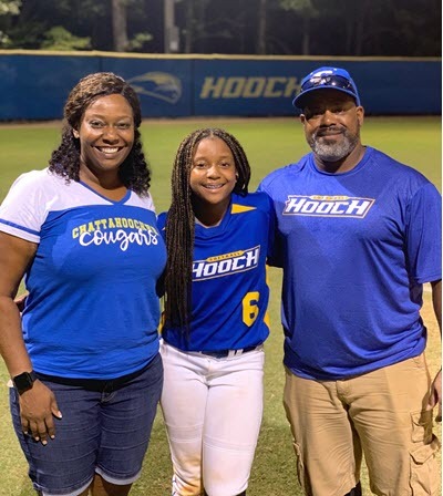 Walker family at softball field