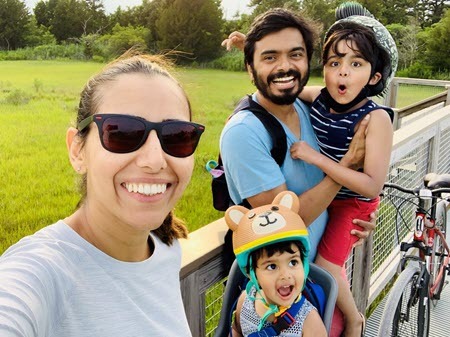 Tashina Charagi with family biking