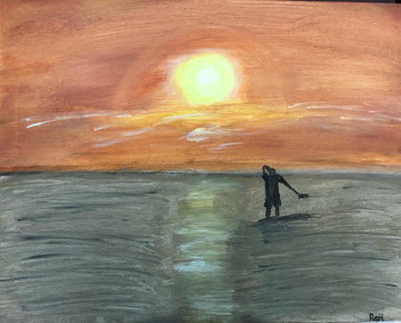 Dr. Raji painting - Serene morning sunrise