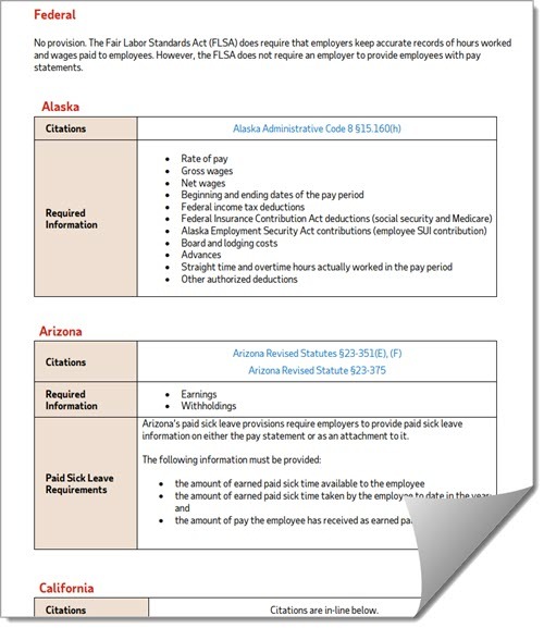 Pay Statement Requirements State and Territory Laws and Regulations