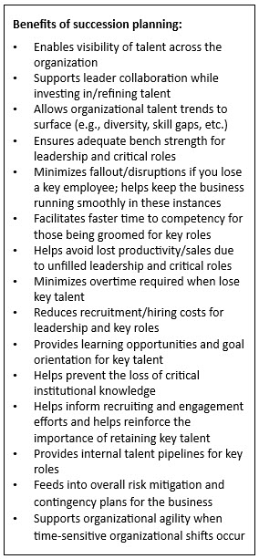 A list of the benefits of succession planning
