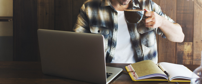 Talent Management Man working from coffee shop