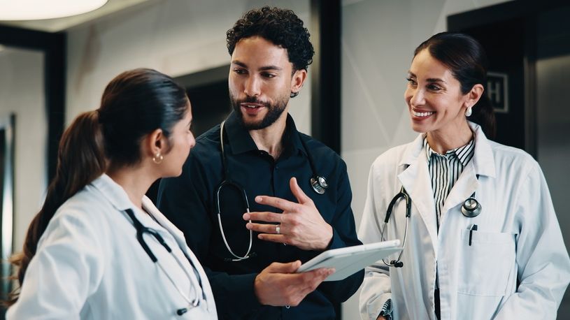 happy healthcare employees