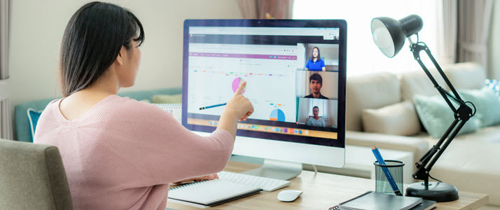 Asian business woman working from home office video conference Asian business woman working from home office video conference