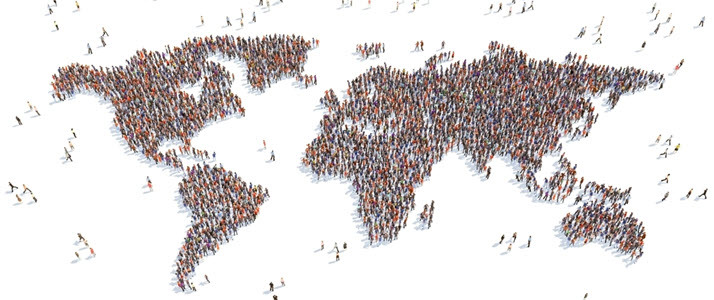 people gathered in pattern of world map people crowd gathered in pattern of world map