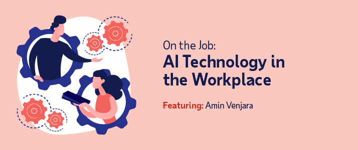 Graphic of the title AI Technology in the workplace