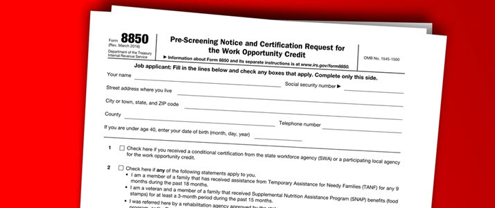 Form 8850 Work Opportunity Tax Credit screening form Form 8850 Work Opportunity Tax Credit screening form