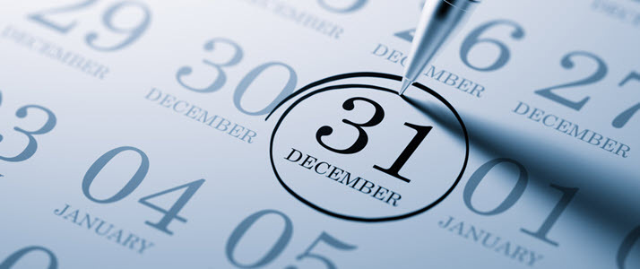 image of December calendar page with the 31st date circled