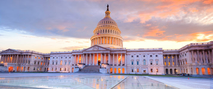 Photo of the United States Capitol at sunset