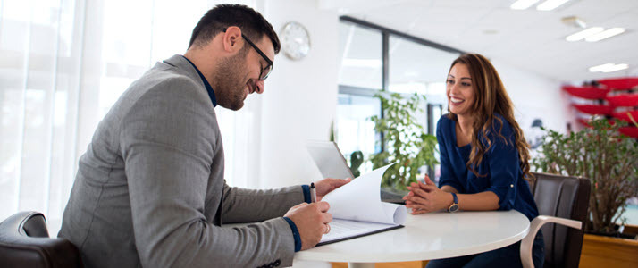 job interview male leader interviewing woman job candidate