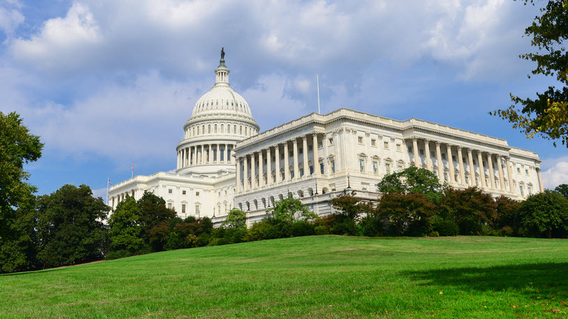 Decorative photo of the United States Capitol building and lawn