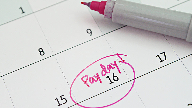 image of a calendar page with payday circled