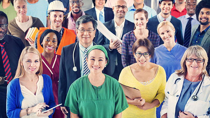 group of diverse people who work in various occupations 10 HR Trends to Follow in 2024