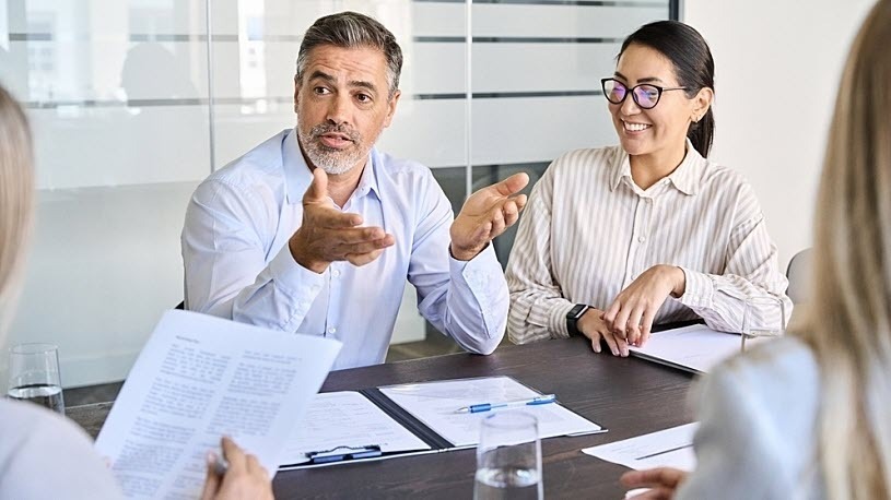 Professional international executive team working at office Professional international executive team working at office