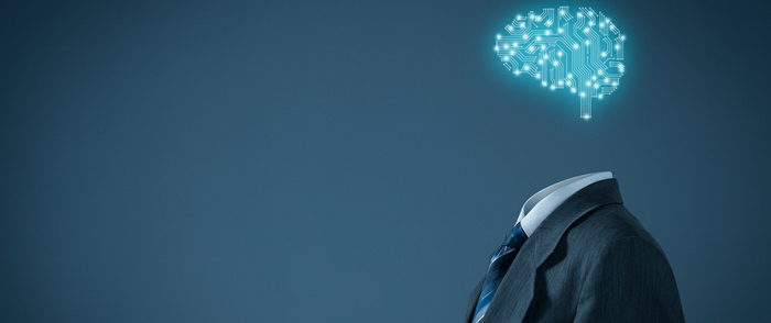 AI Hiring? AI concept, a business suit with an artifical brain.