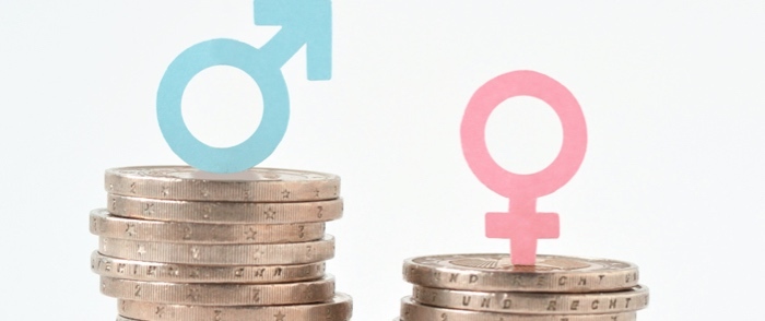 Assessing the Gender Pay Gap in the Finance Sector Male and female symbols sit atop stacks of coin The male stack is taller than the female stack
