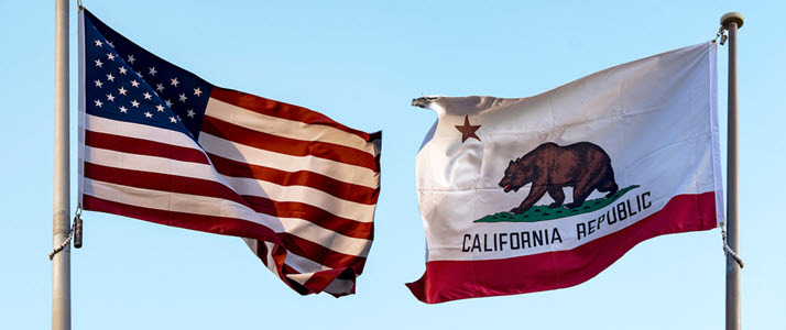 Flags of California and The United States of America