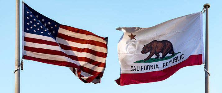 Flags of California and The United States of America Flags of California and The United States of America