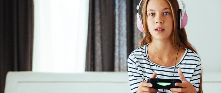 girl playing video game