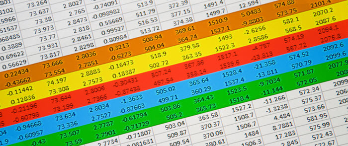 columns of numbers highlighted in bright colors columns of numbers highlighted in bright colors