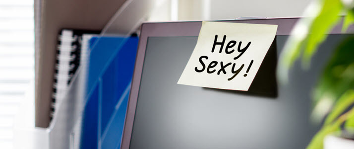 hey sexy message on sticky note on computer hey sexy message on sticky note on computer