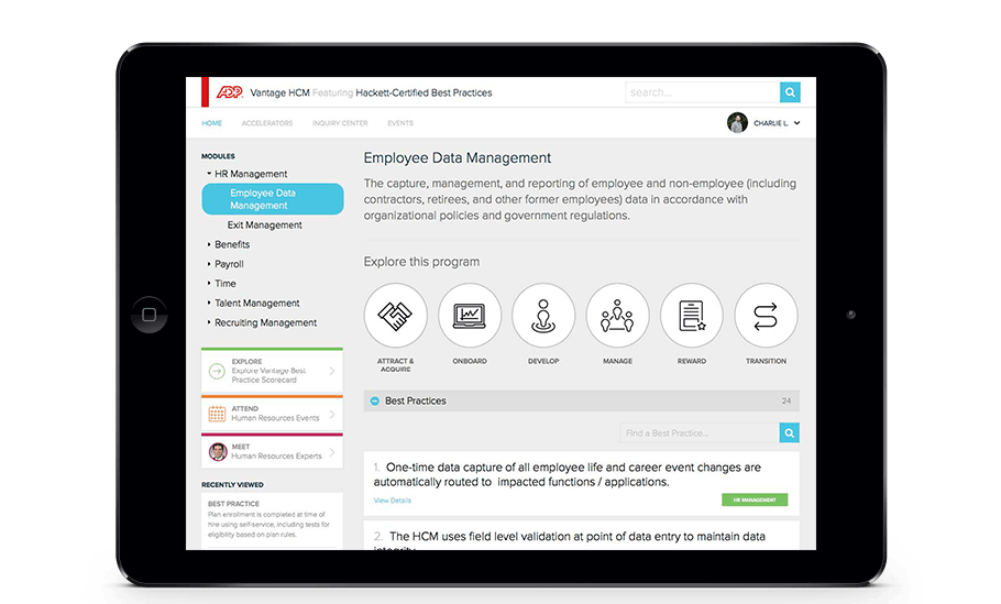 ADP Vantage HCM best practices program platform