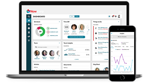 ADP Comprehensive Outsourcing Services desktop dashboard and mobile app.