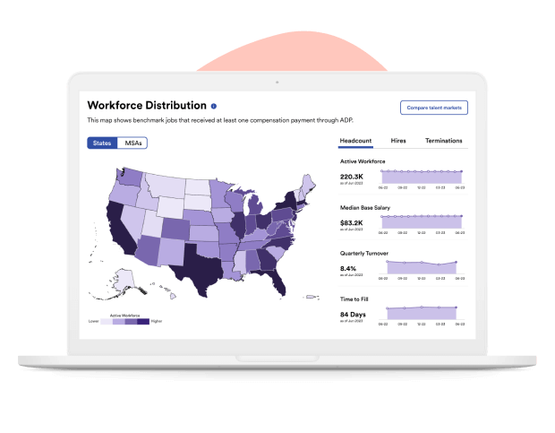 Screenshot of Workforce Distribution heat map on laptop