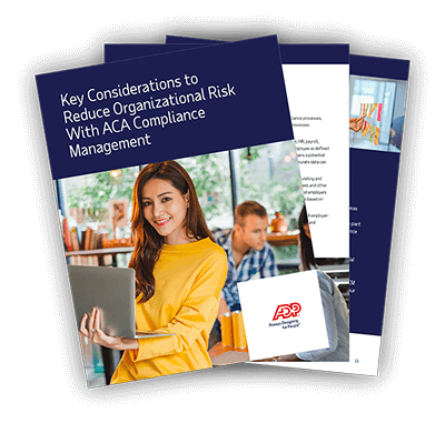 Cover of ADP's guide to reducing ACA compliance risk