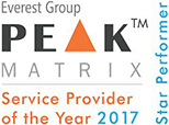 Everest Group Peak Matrix service provider of the year, star performer award for 2017