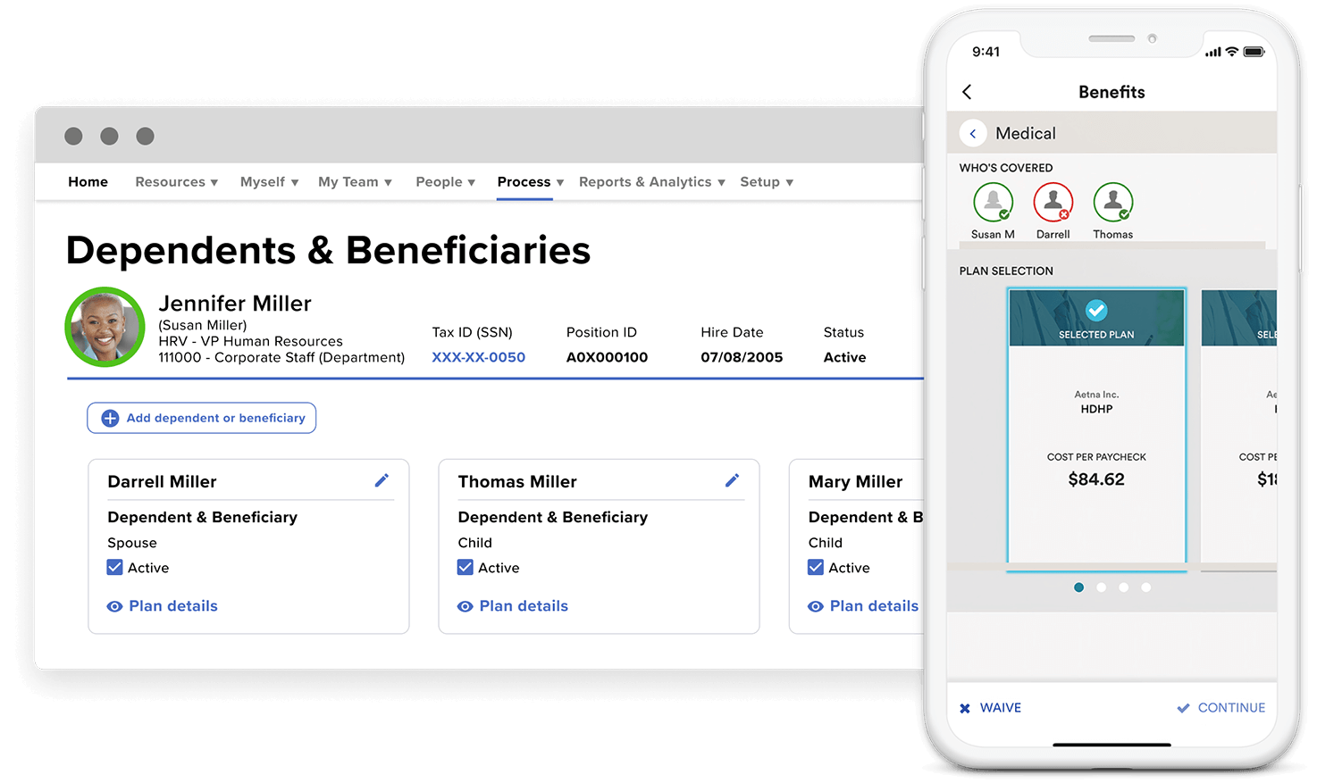 Benefits screen