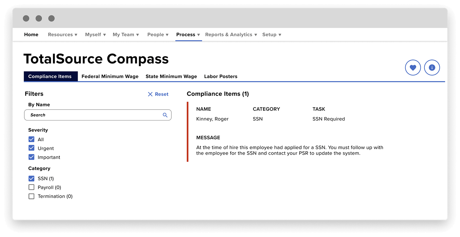 Compliance screen