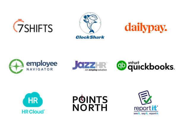 ADP Integrations: 7Shifts, ClockShark, DailyPay, Employee Navigator, JazzHR, Intuit QuickBooks, HR Cloud, Points North, reportit