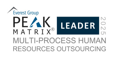 'Award badge: Everest Group Peak Matrix Leader Award for 2025: Multi-process human resources outsourcing'