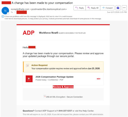 ADP has received reports about fraudulent emails being sent to ADP clients. These emails do not originate from ADP and our analysis has revealed that they may contain malicious content.