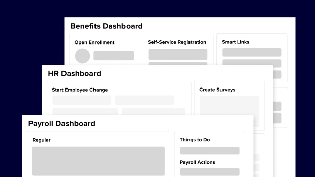 Image showing benefits, HR, and payroll dashboards.