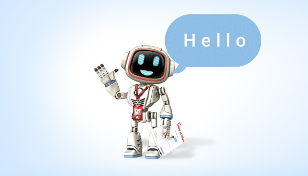 Robot saying hello and holding the latest ADP Research Today at Work issue.
