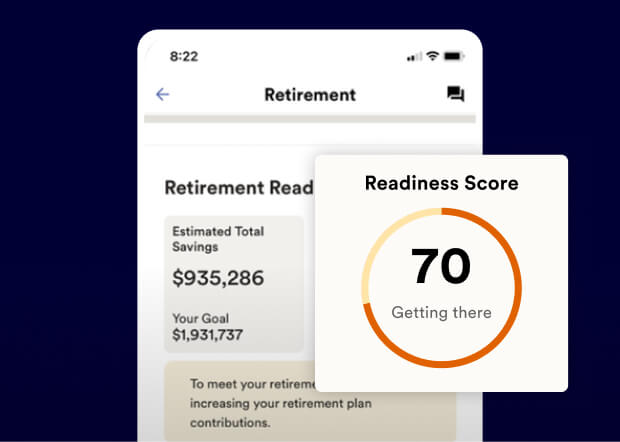 Product screenshot of the ADP Retirement Readiness tool