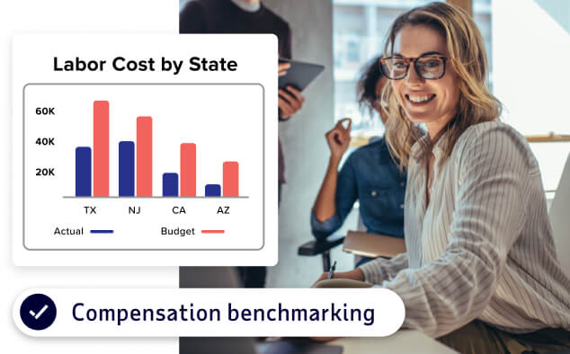 sample of ADP dashboard accompanied by message: compensation benchmarking