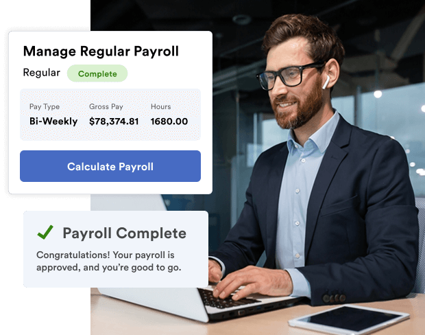 Sample of ADP dashboard to calculate payroll