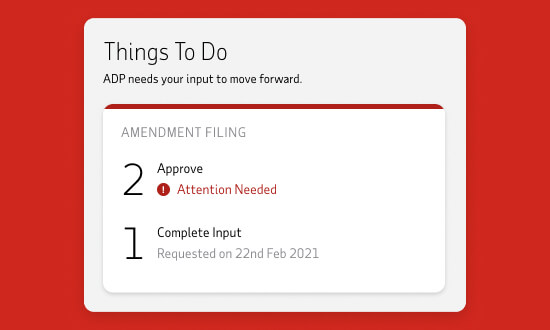 Window showing Things To Do module in ADP SmartCompliance
