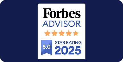 Forbes Advisor 5.0 Star Rating 2025 badge
