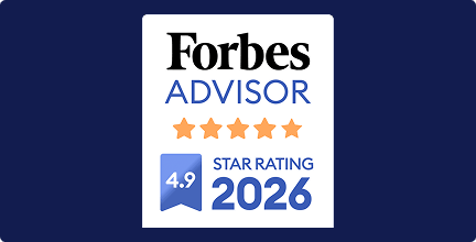 Forbes Advisor 5.0 Star Rating 2025 badge