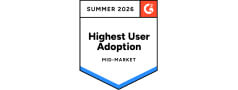 G2 Summer 2026 Highest User Adoption badge for Mid-Market category.
