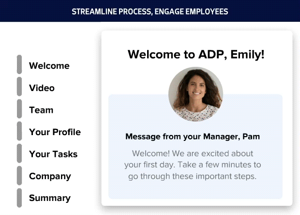 An animated image demonstrating ADP Workforce Now onboarding